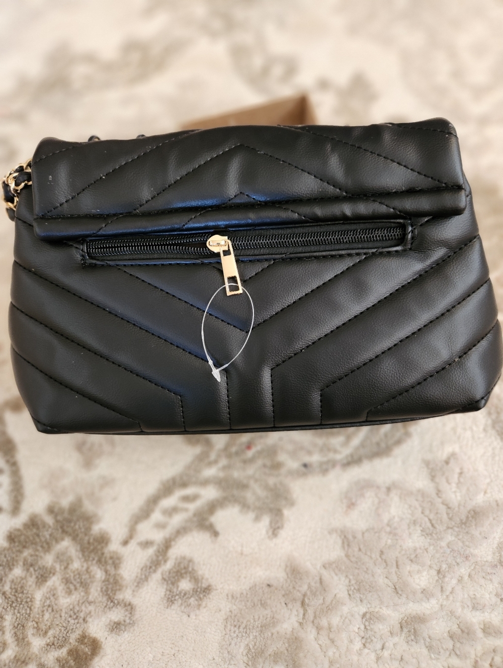 Saint Laurent Black Quilted Chevron Leather Crossbody with Gold YSL - Picture 4 of 4